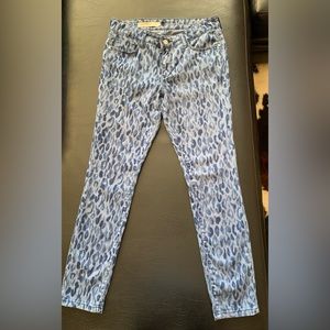 Anthropologie Pilcro & the Letterpress blue leopard print skinny jeans